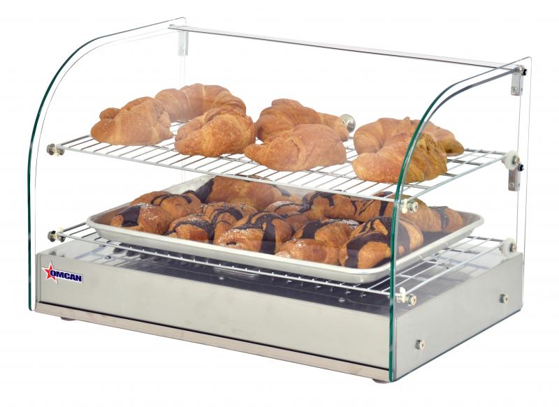 Omcan 41870 22-inch Countertop Display Warmer with Front Curved Glass and 2 Rear Hinged Doors