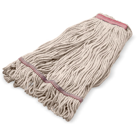Carlisle 369423B00 Large Natural Acrylic Fiber 4 Ply Looped-End Mop w/ Red Band