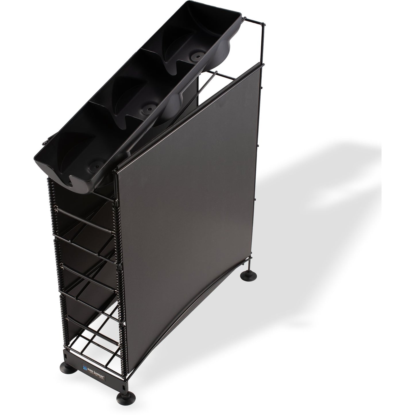 San Jamar C8504WFD Black 4-Tier Cup and Lid Dispenser
