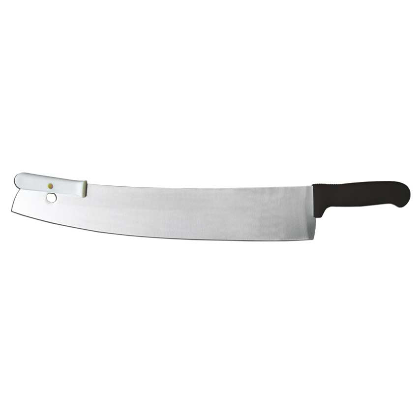 Omcan 11519 16-inch Pizza Knife with Black Double Handle