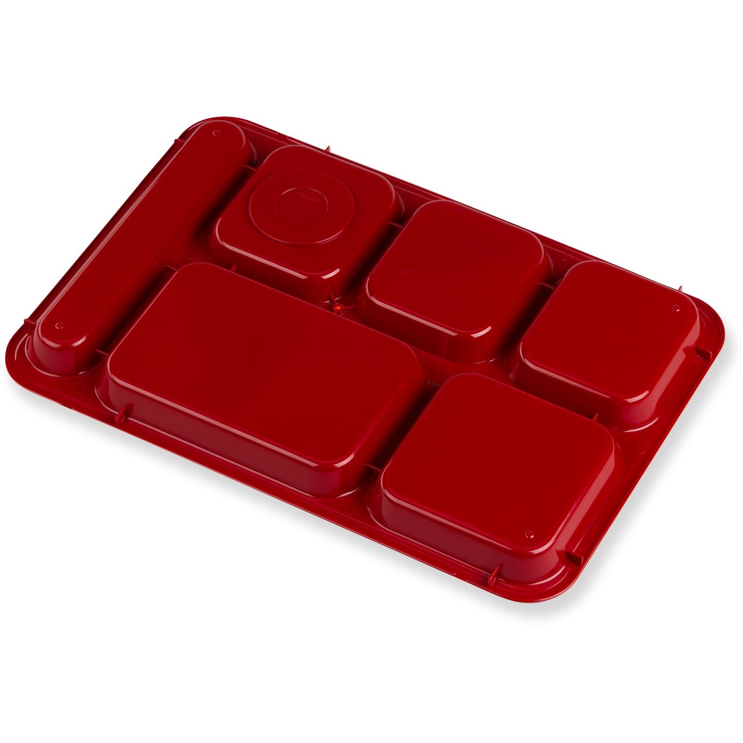 Carlisle 614R05 10" x 14" Red 6-Compartment ABS Right-Hand Tray