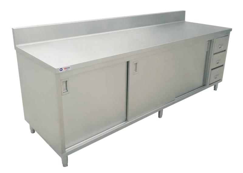 Omcan 45286 30" x 72" Worktable with Cabinet, Drawers, and Sliding Doors