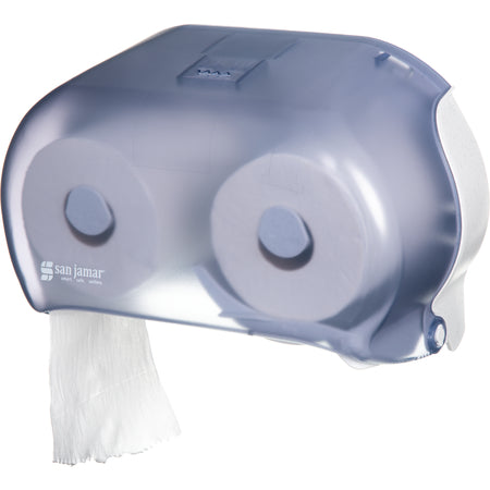 San Jamar R3600TBL Arctic Blue Dual Classic Versatwin Standard Roll Tissue Dispenser, 1.5" core