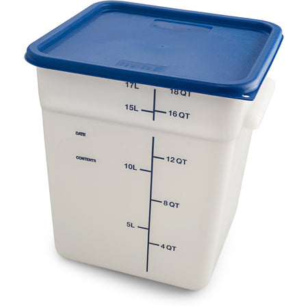 Carlisle 11965PE02 18 Qt White Square Polyethylene Food Storage Container