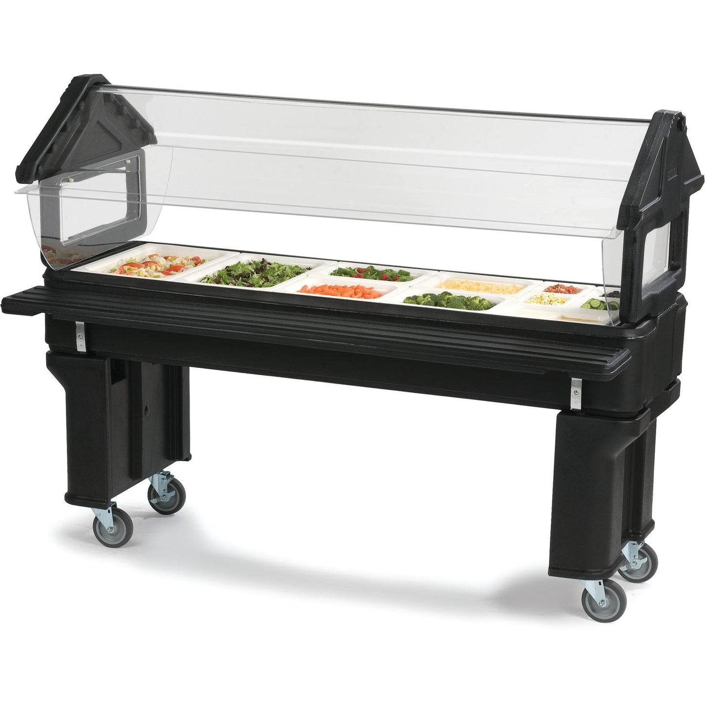 Carlisle 660603 6' x 2' x 4.2' Black Six Star Portable Food Bar with Legs