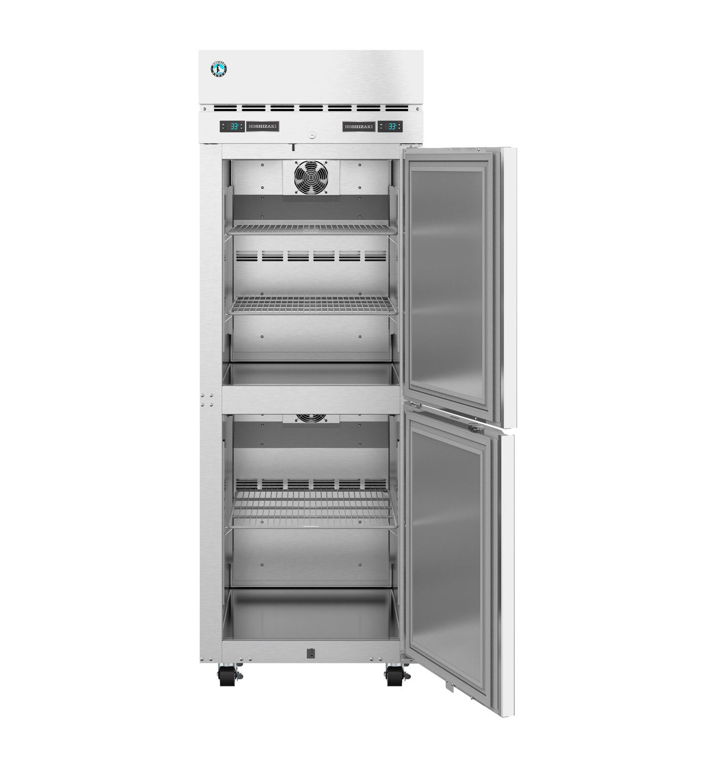Hoshizaki DT1A-HS One Section Half Stainless Steel Doors with Lock Upright Dual Temp Refrigerator and Freezer