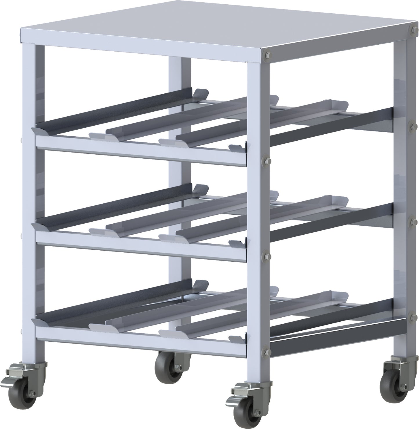 Winco ALCR-3M 3-Tier Aluminum Heavy Duty Mobile Under-Counter Can Storage Rack