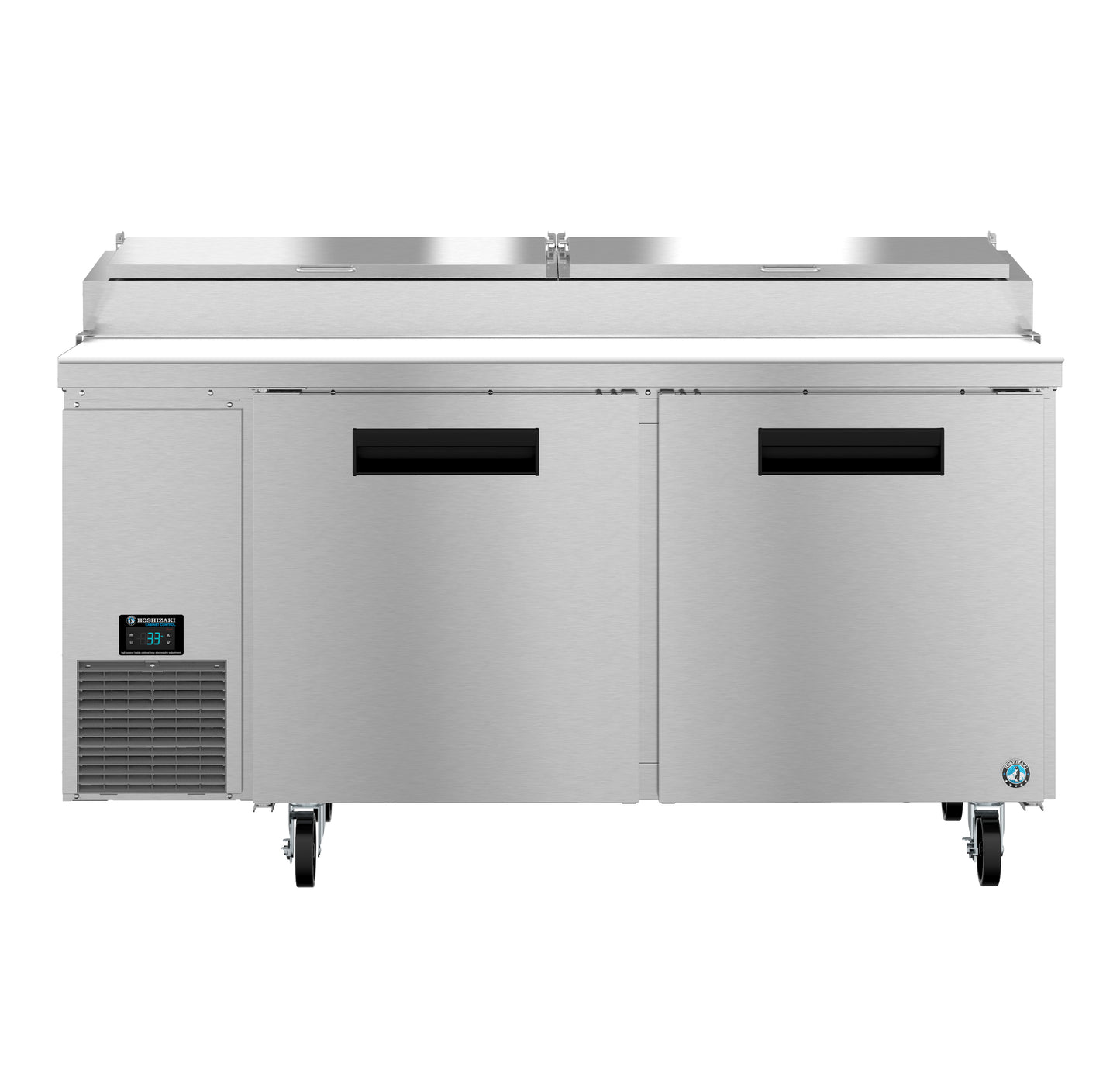 Hoshizaki PR67B Two Section Stainless Doors Pizza Prep Table Refrigerator