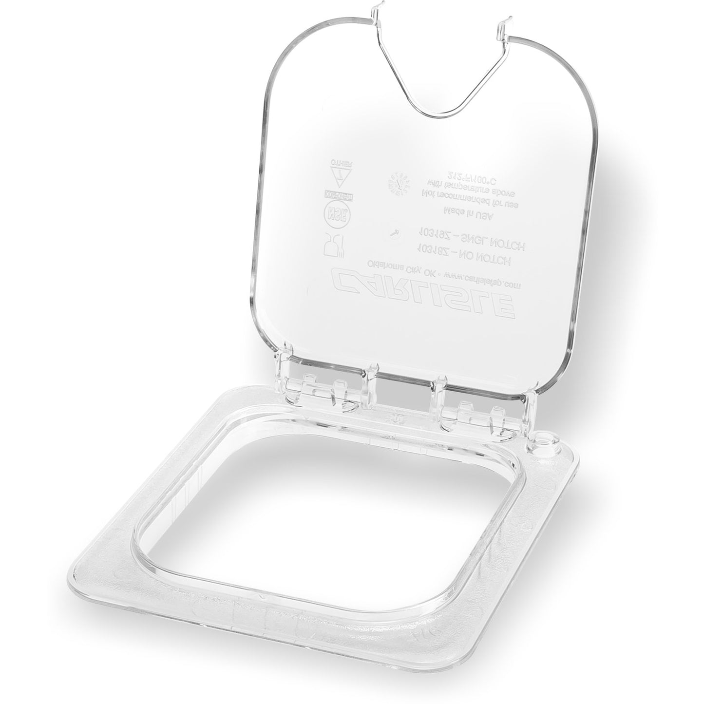 Carlisle 10319Z07 1/6 Size Clear StorPlus EZ Access Hinged Notched Universal Food Pan Lid