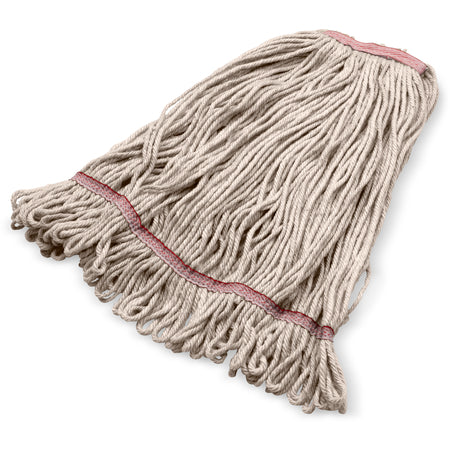 Carlisle 369325M00 Large Natural Acrylic Fiber Anti-Microbial Looped-End Mop with Red Band