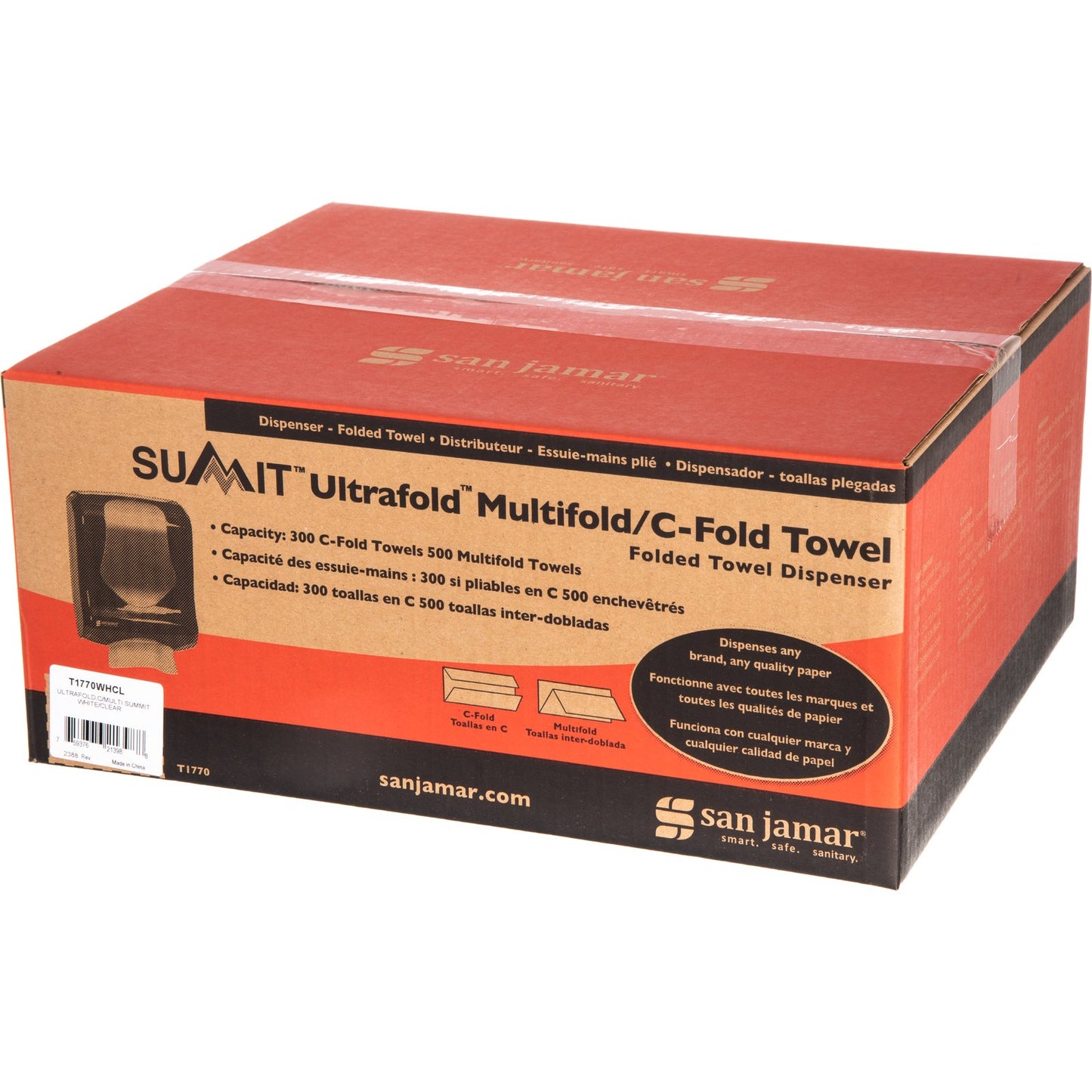 San Jamar T1770WHCL White/Clear Plastic Ultrafold C/Multi Summit