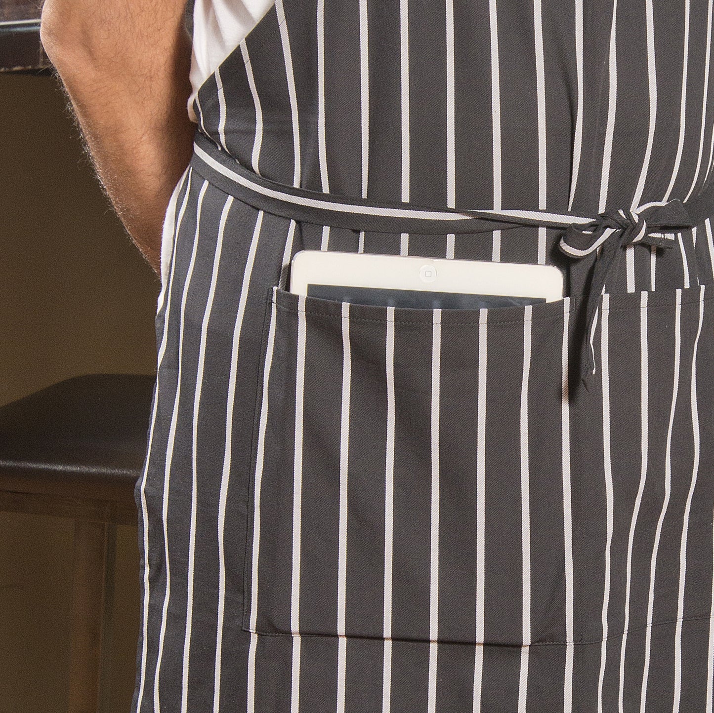 Winco BA-3427CS 33-1/2"x 27" Chalk Stripe Bib Apron