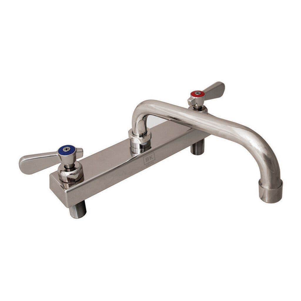 BK Resources EVO-8DM-6 Stainless Steel Evolution 8" Deck Mount Faucet, 6" Swing Spout