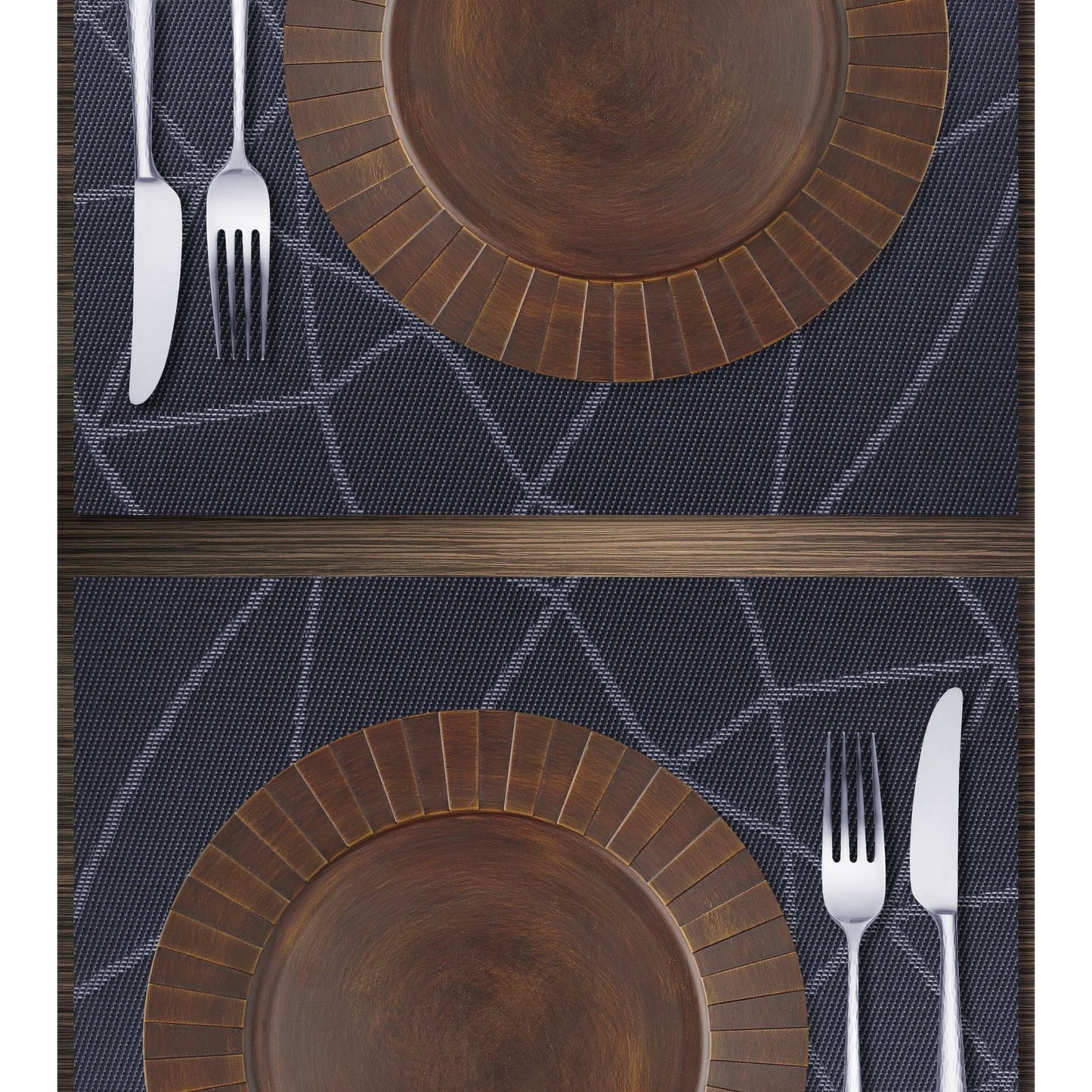 Carlisle PMCHID720 12" x 16" Dark Blue Vinyl Cityscape Placemat