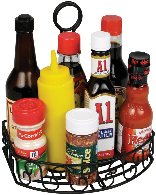 Winco WBKH-6SB 8-1/4" x 6-1/4" Black Wire Condiment Caddy