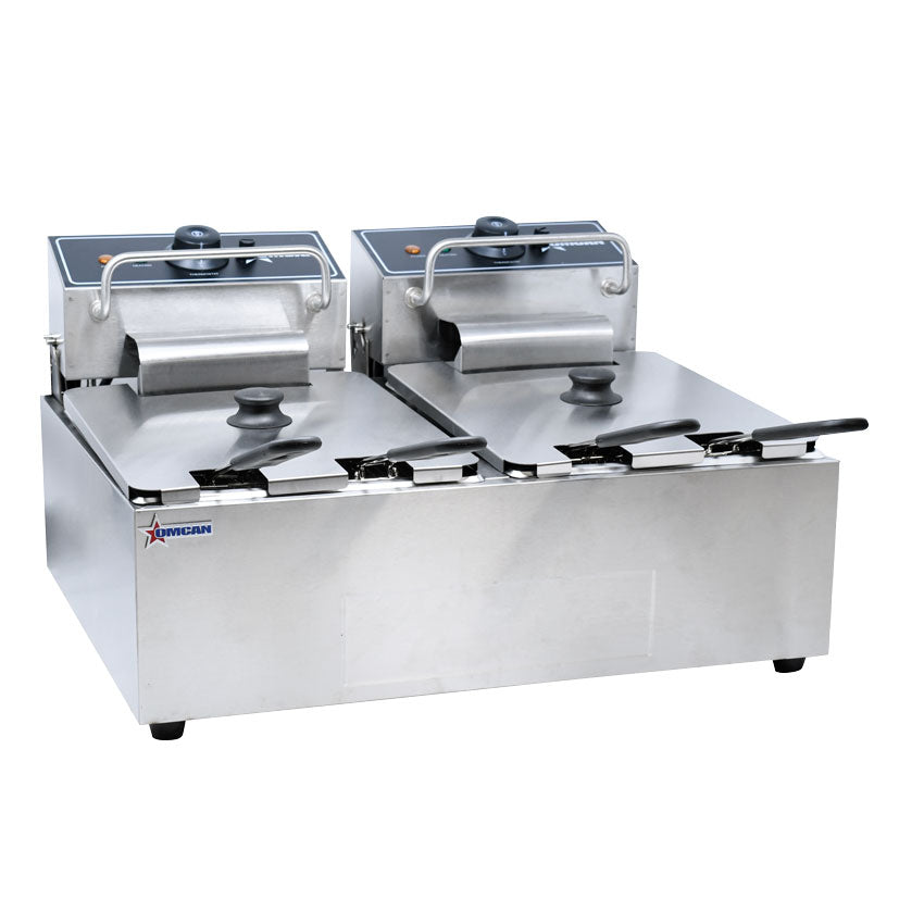 Omcan 39372 6 Qt (7 Liters) Electric Double Countertop Fryer