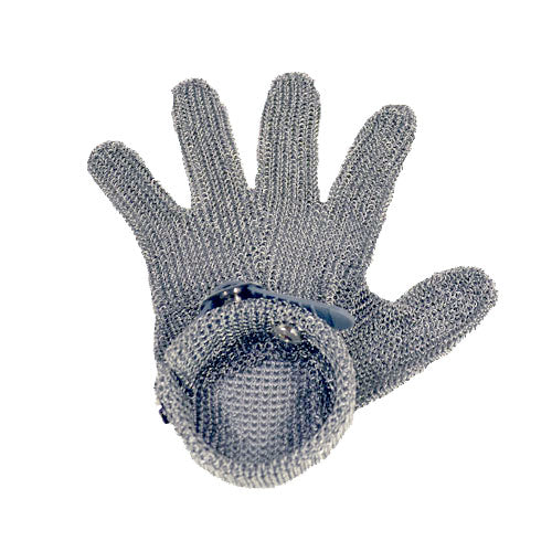 Omcan 44354 Five Finger Extra Small Stainless Steel Mesh Glove with Gray Silicone Strap