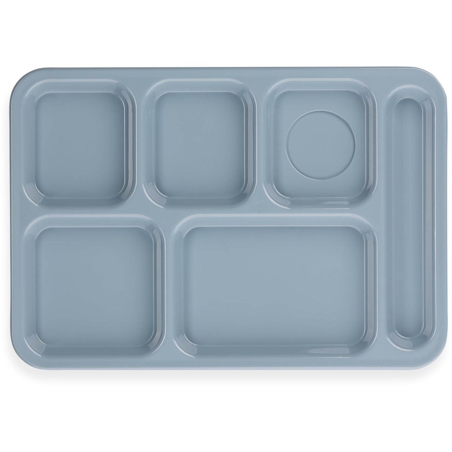 Carlisle 614R59 10" x 14" Slate Blue 6-Compartment ABS Right-Hand Tray