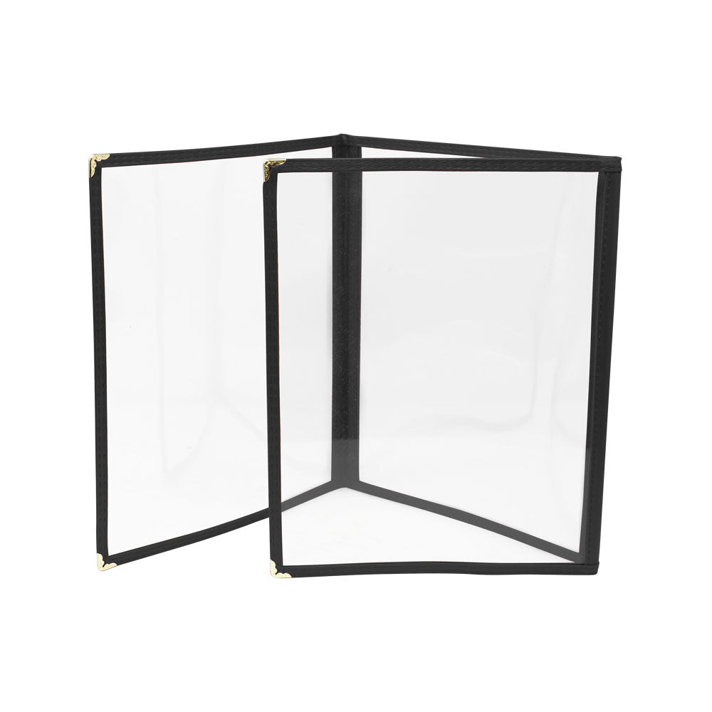 Omcan 39798 9 1/2" x 11 3/4" Black Triple Fold Menu Holder