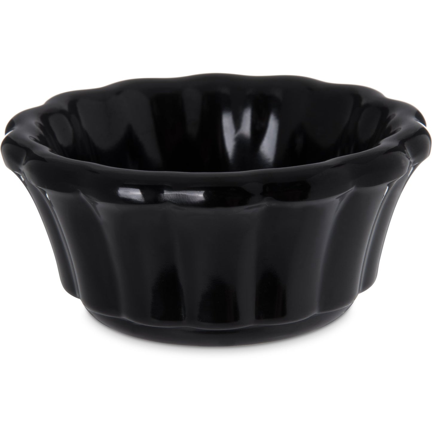Carlisle 4394303 2 oz Black Melamine Scalloped Ramekin