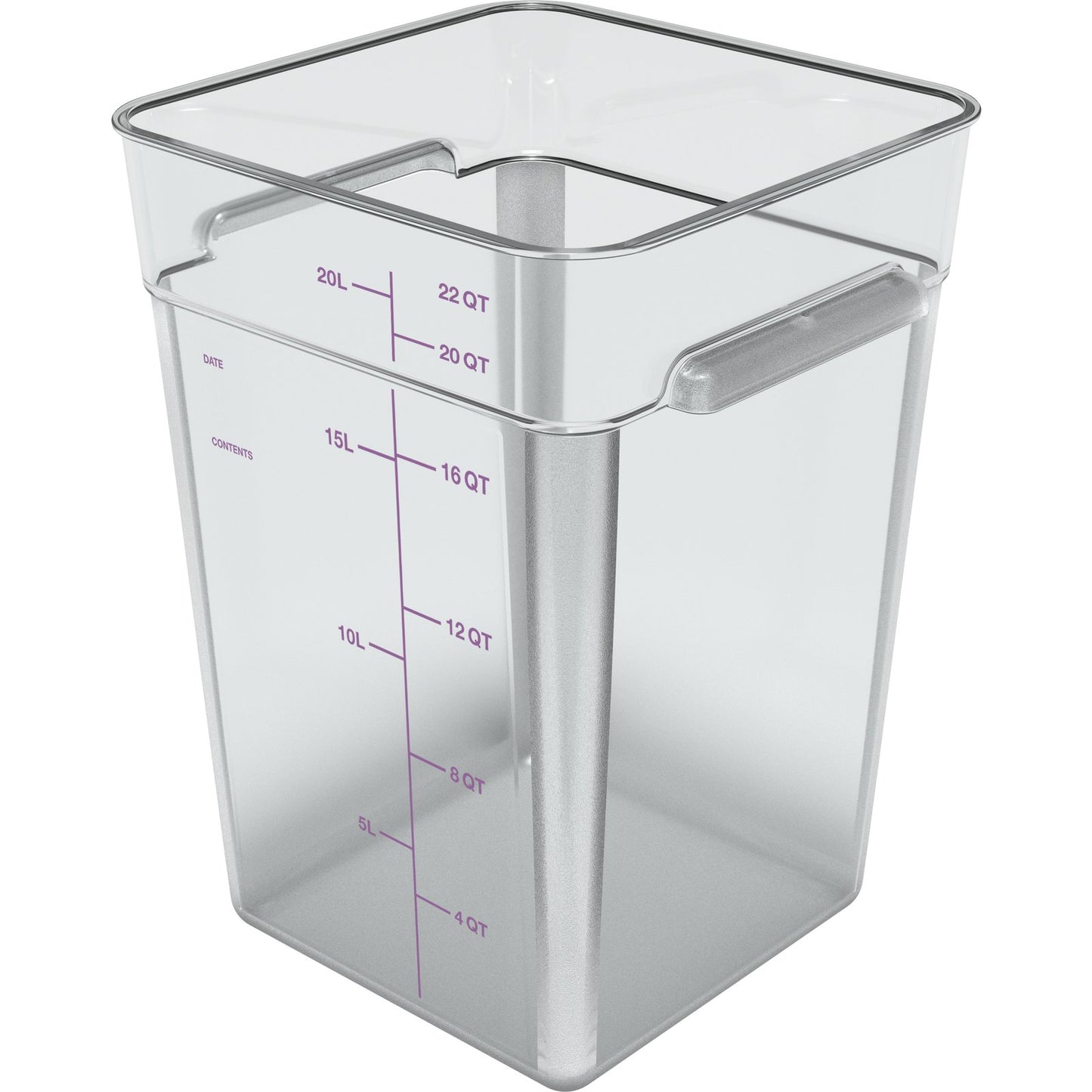 Carlisle 11956AF07 22 Qt Clear Square Polycarbonate Food Storage Container