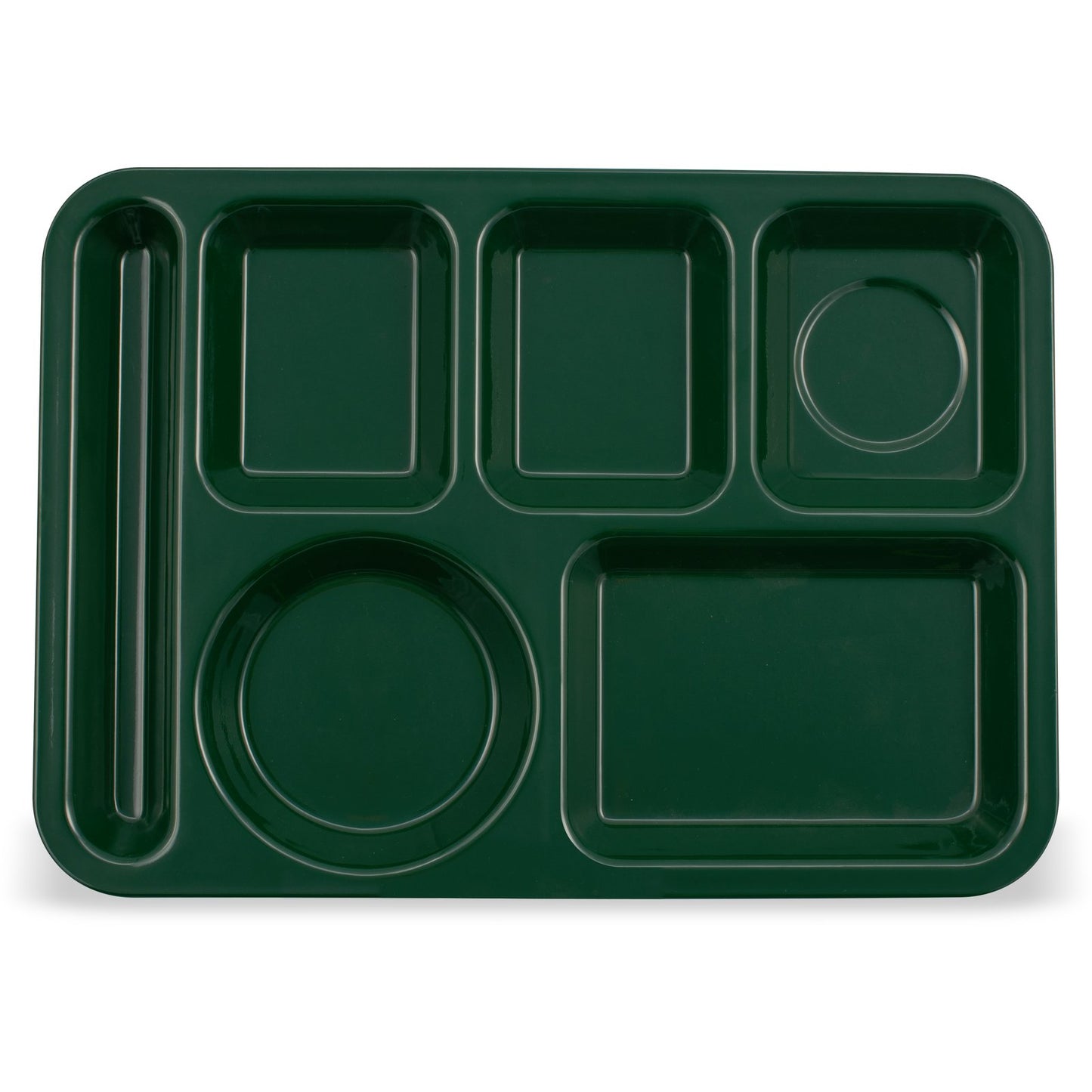 Carlisle 4398008 10" x 14" Forest Green 6-Compartment Melamine Left-Hand Heavyweight Tray
