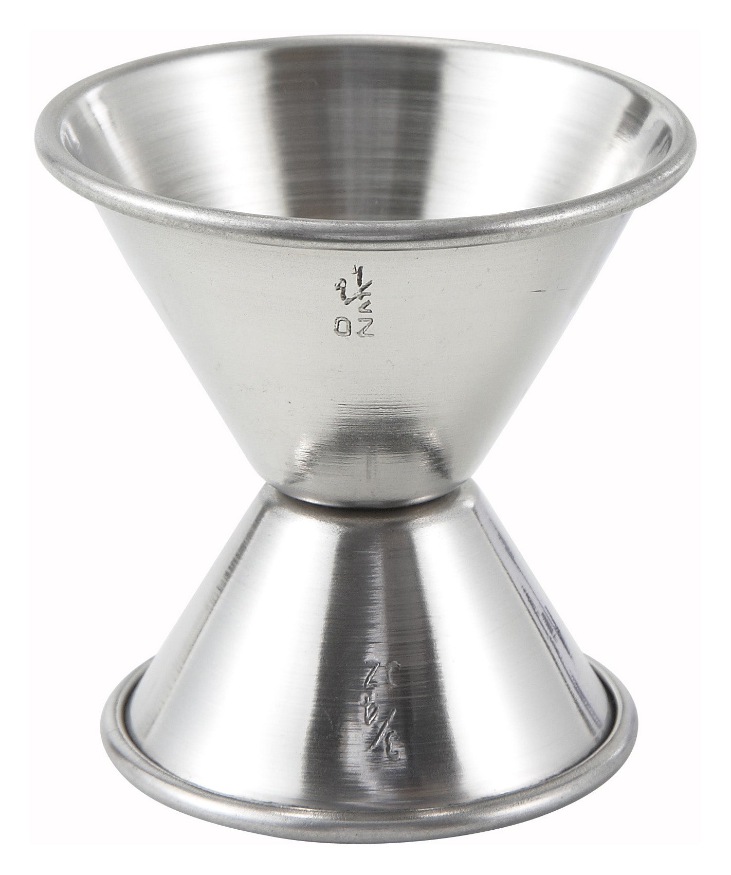 Winco J-3 3/4 oz. x 1-1/2 oz. Stainless Steel Jigger