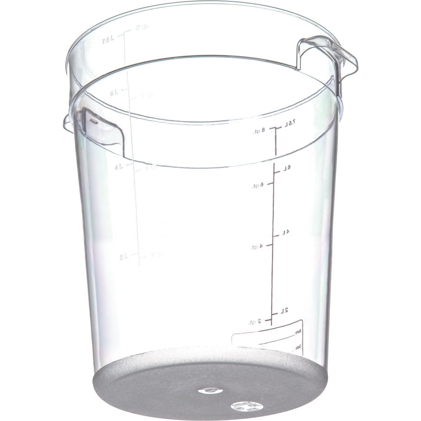 Carlisle 1076607 8 Qt Clear Round Polycarbonate StorPlus Food Storage Container