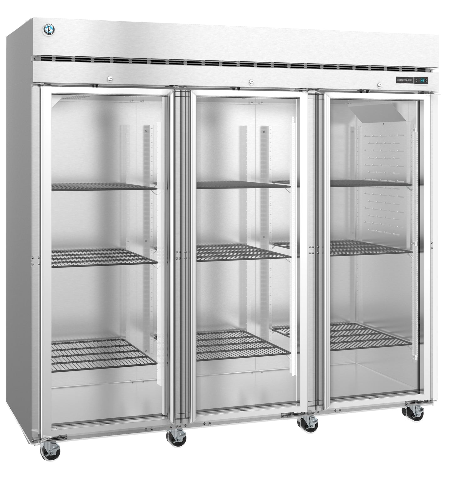 Hoshizaki R3A-FG Three Section Full Glass Door with Lock Upright Refrigerator