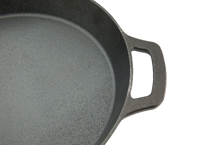 Winco CASD-10 Cast Iron Pre-Seasoned Induction Skillet with Dual Loop Handles