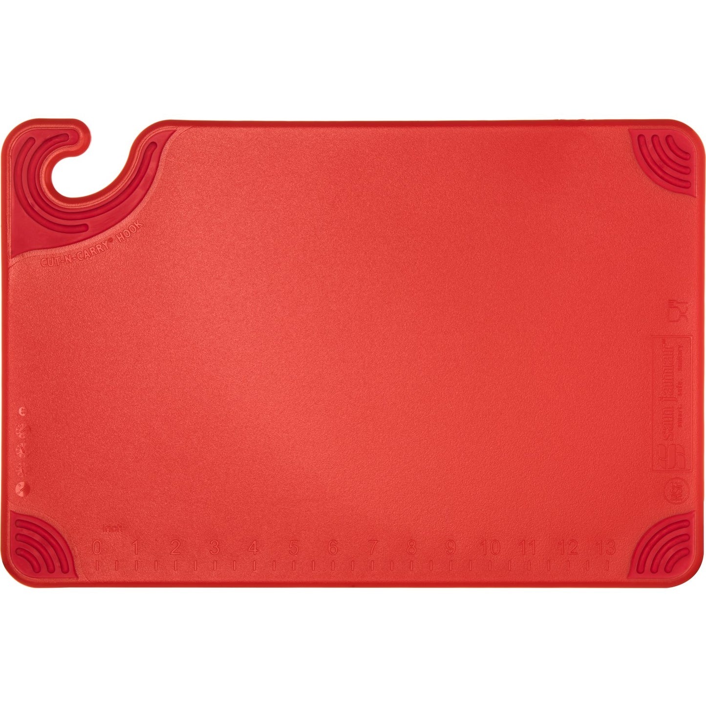 San Jamar CBG121812RD 12" x 18" x 0.5" Red Saf-T-Grip Cutting Board