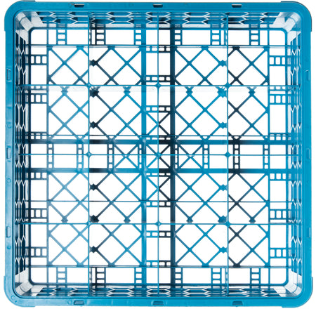 Carlisle RC16-114 Carlisle Blue 16-Compartment Polypropylene OptiClean Divided Tilted Glass Rack with 1 Open Extender