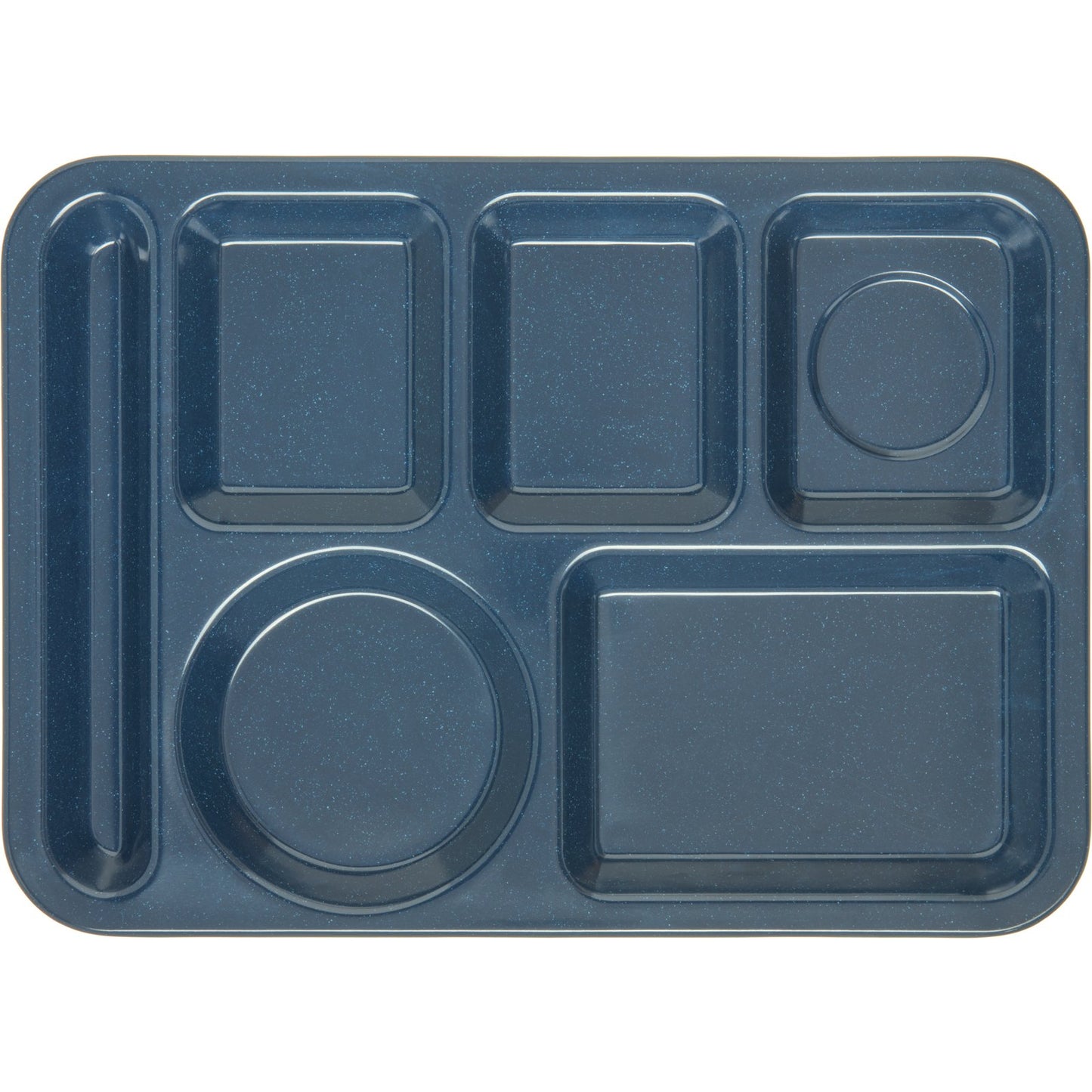 Carlisle 4398035 10" x 14" Café Blue 6-Compartment Melamine Left-Hand Heavyweight Tray