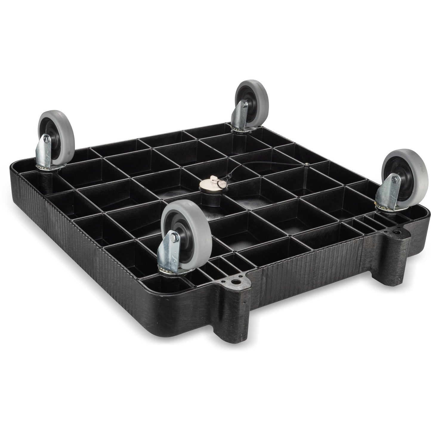 Carlisle C2236H03 350 lbs 22.5" x 22.5" x 39.5" Black Polyethylene E-Z Glide Warewashing Rack Dolly with Handle