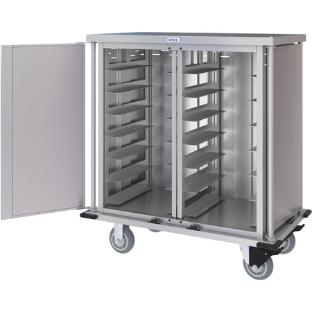 Dinex DXPTQC1T2D14 1 Tray Per Slide 14 Trays Double Door Stainless Steel Dinex Totally Quiet Compact Meal Delivery Cart