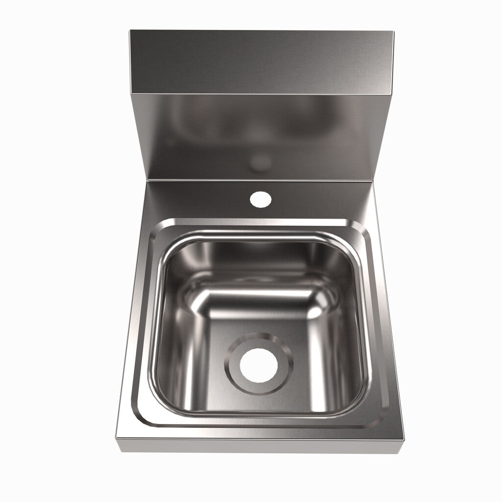 BK Resources BKHS-D-SS-1 Stainless Steel Space Saver Hand Sink - 1 Hole - 9"x9" Bowl