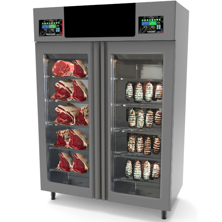 Omcan 44989 100+100 Kg Stagionello® + Maturmeat® Combo Cabinet with Climatouch® and Fumotic®