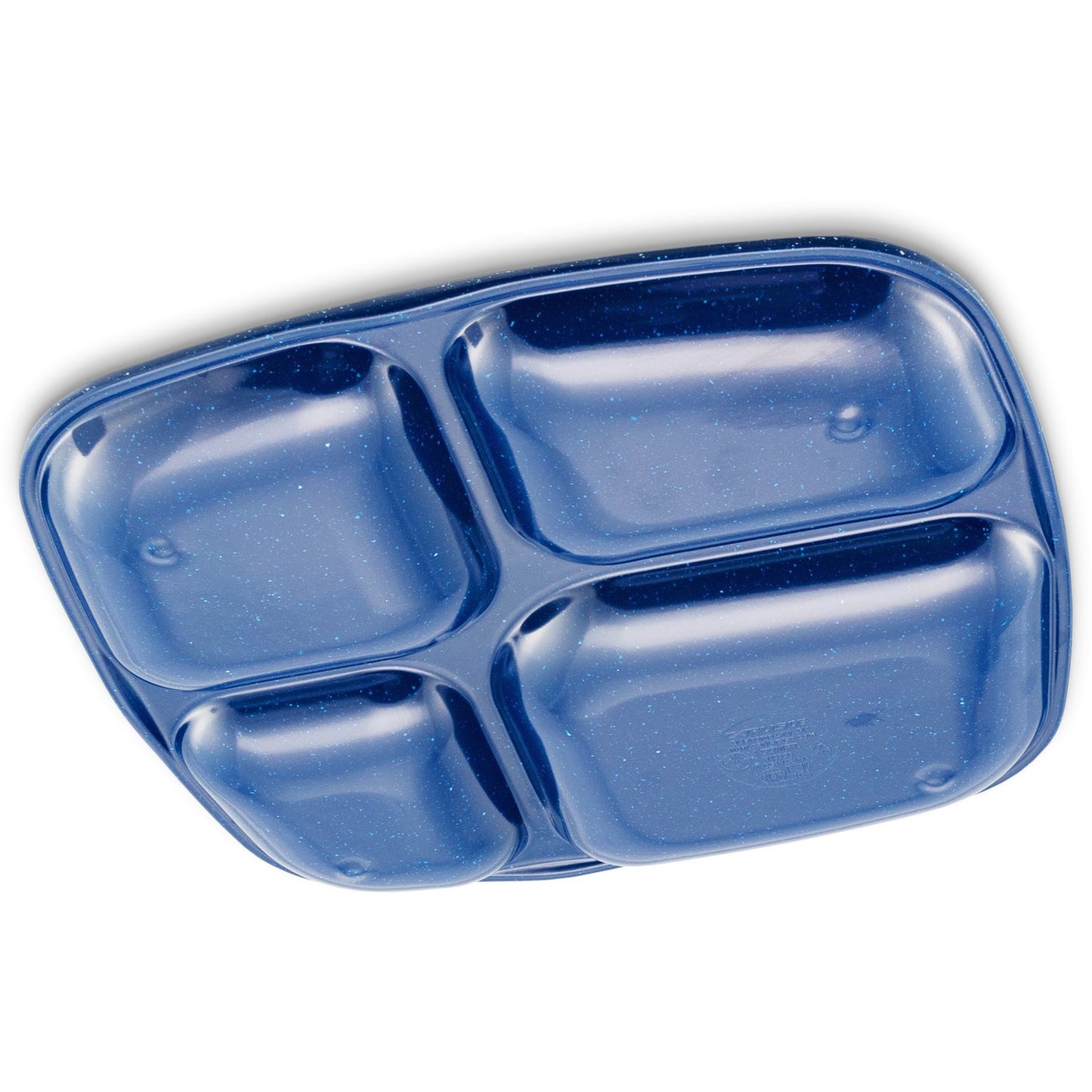 Carlisle 4398450 10" x 9.75" Dark Blue 4-Compartment Melamine Right Hand Tray