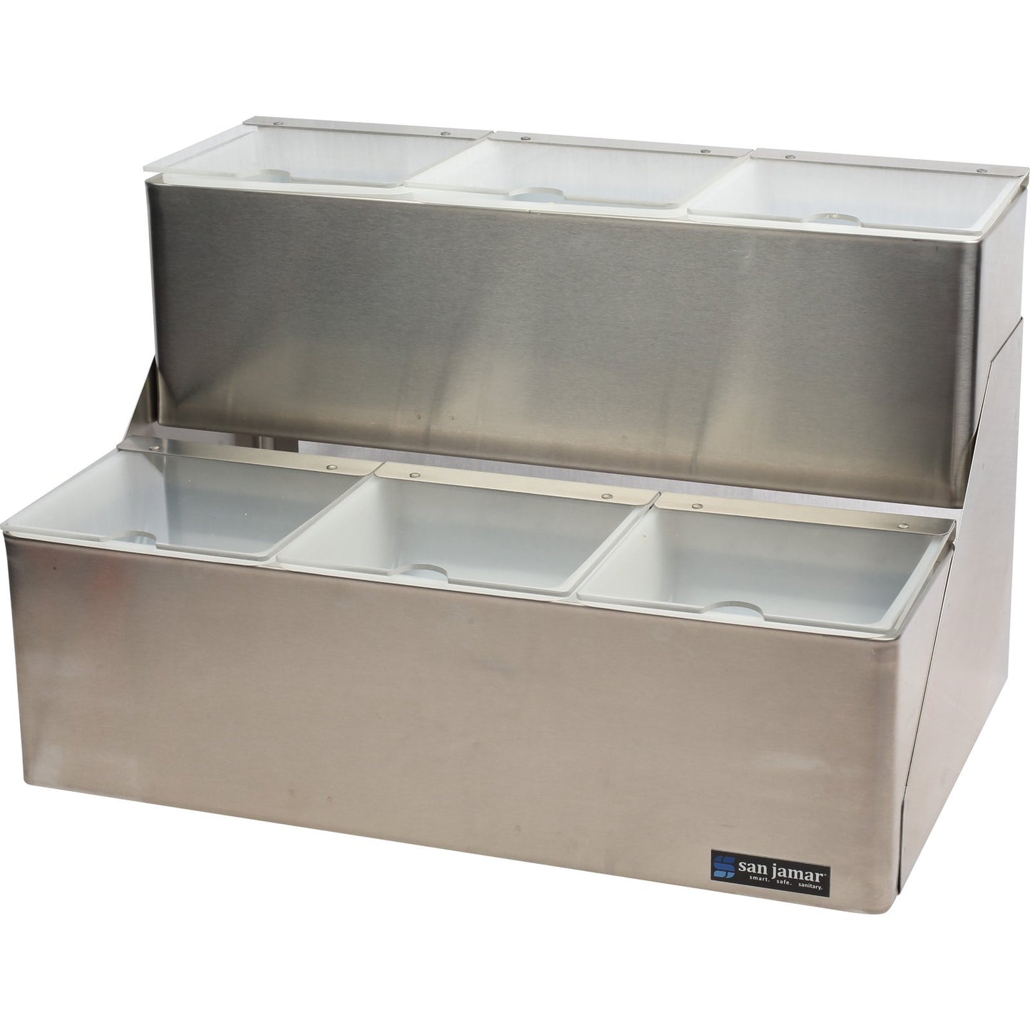 San Jamar B6706INL 6 Quart Stainless Steel Chillable Condiment Center with Notched Lid