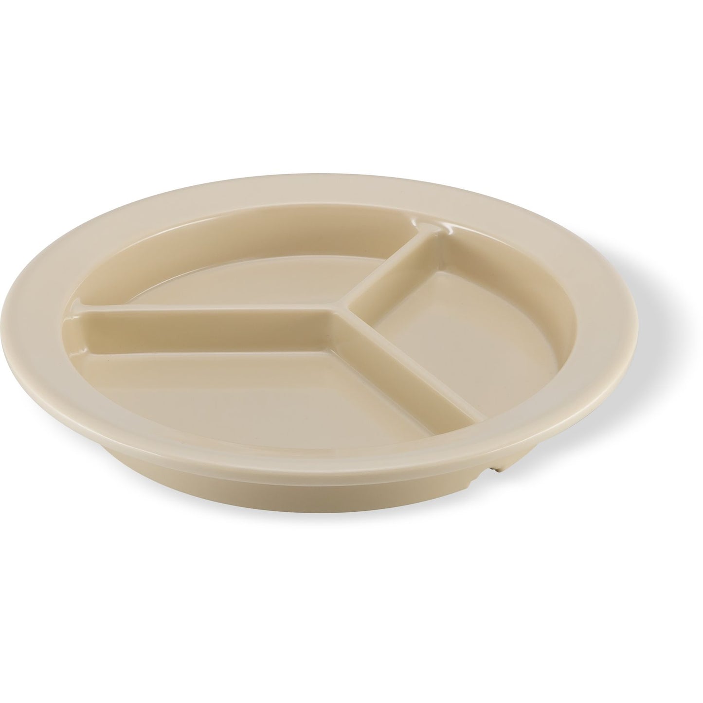 Carlisle 4351625 9" Tan 3-Compartment Dallas Ware Melamine Deep Plate