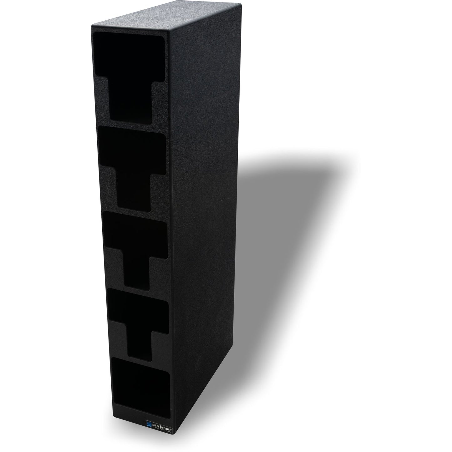 San Jamar L2204 32.5" x 7.25" x 15" Black 5-Slot Lid and Straw Tower