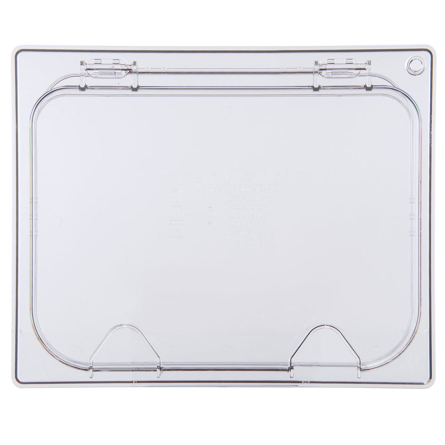 Carlisle 10239Z07 1/2 Size Clear StorPlus EZ Access Hinged Notched Universal Food Pan Lid