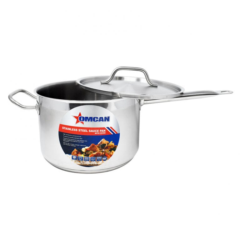 Omcan 80435 7.5 Qt Stainless Steel Sauce Pan with Cover and Handle