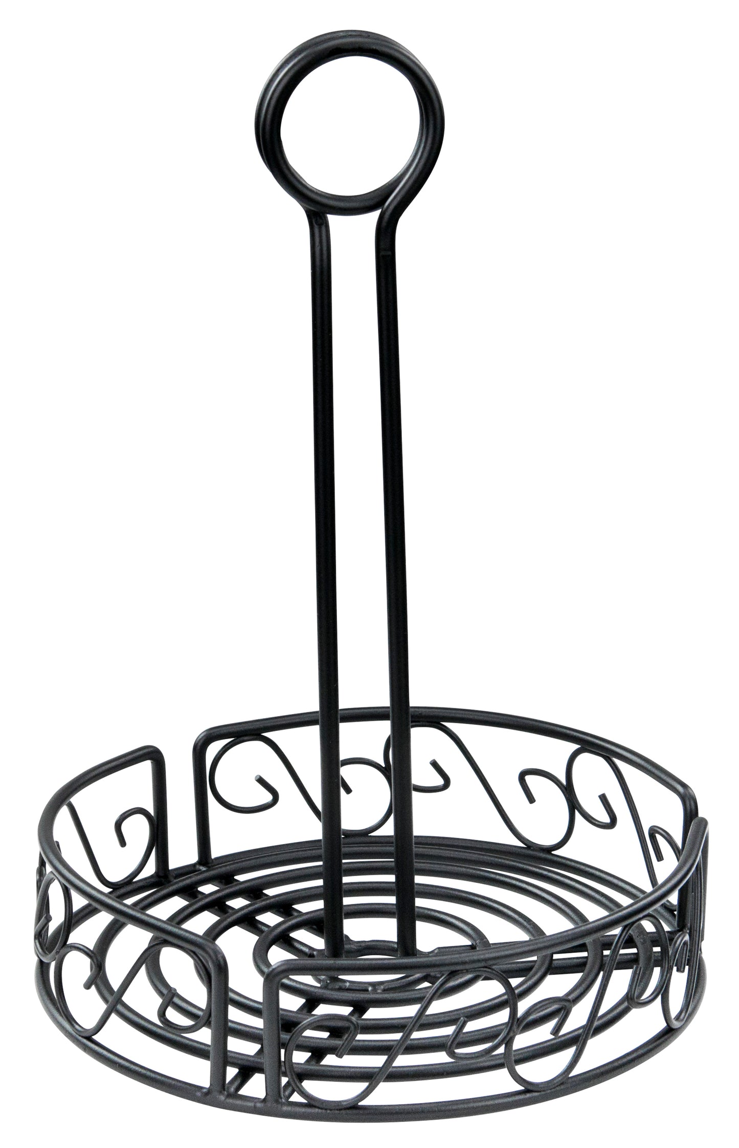 Winco WBKH-6R 6-1/4" Black Round Wire Condiment Caddy