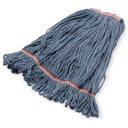 Carlisle 369325M14 Large Blue Acrylic Fiber Anti-Microbial Looped-End Mop with Red Band
