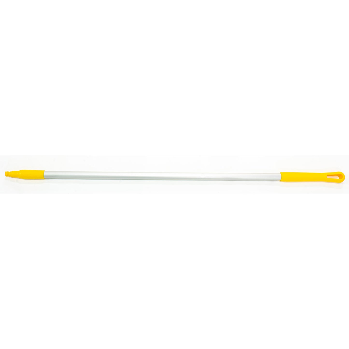 Carlisle 40216EC04 48" Yellow Natural Aluminum Handle with Color-Coded Tip and Hang Up Cap