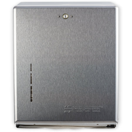 San Jamar T1900SS 500 Multifold/300 C-Fold Plastic Metal Towel Dispenser - Stainless Steel
