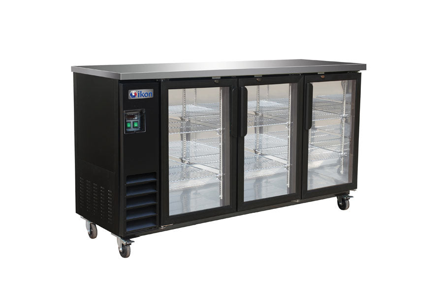 Ikon IBB73-3G-24 73" Triple Back Bar Refrigerator Swing Doors