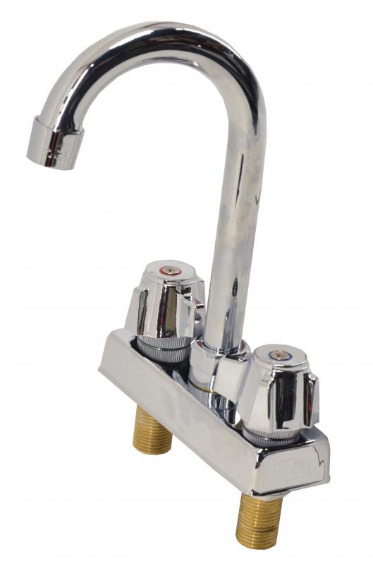 Omcan 39787 Deck Mounted Sink Faucet with 3.5" Goose Neck Spout Faucet for Drop in Sinks