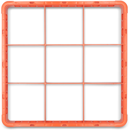 Carlisle RE9C24 Orange 9-Compartment Polypropylene OptiClean Divided Glass Rack Extender 1.78"